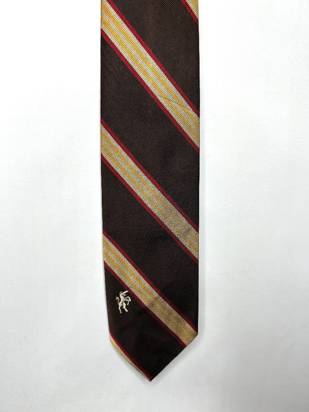 Vtg 60’s Bronzini Men’s Neck Tie 4” Silk Blend Brown Striped Necktie Unicorn